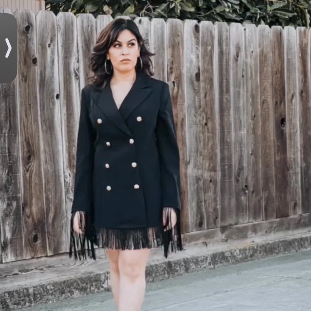 Fringe blazer dress with gold buttons  - brand new